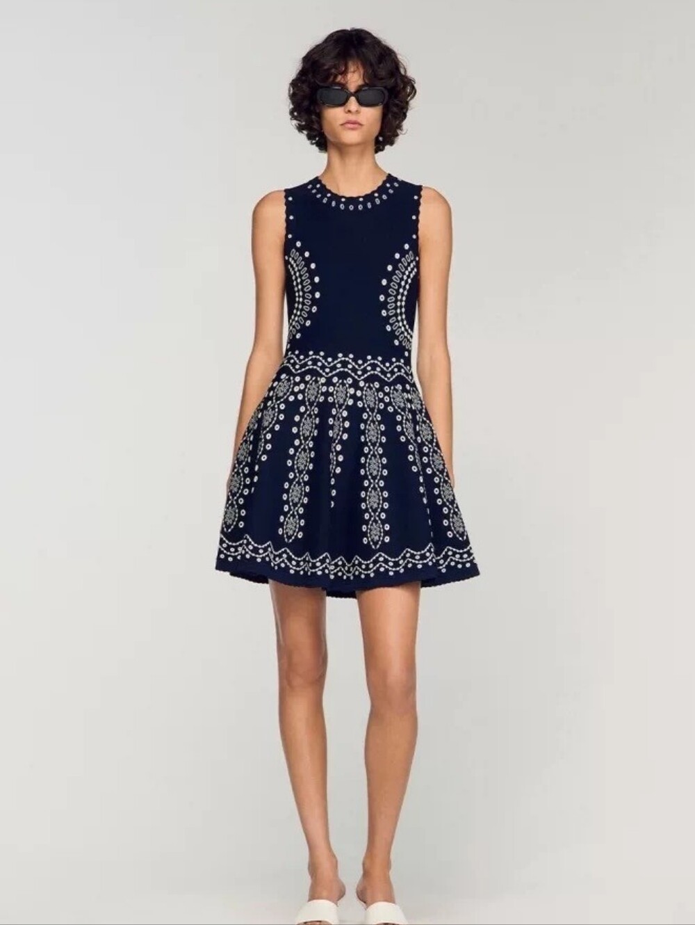 Sandro Capri Scarf Print Knit Short Dress